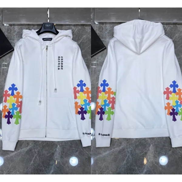 Chrome Hearts x Unknown Collaborator White Cross-Print Full-Zip Hoodie - 1