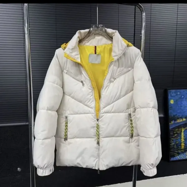 Moncler Maya Down Jacket White with Yellow Lining - 1