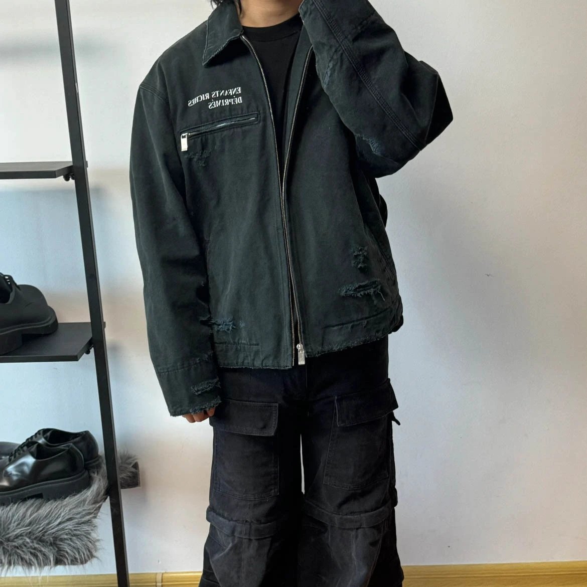 Enfants Riches Déprimés Distressed Black Workwear Jacket - 13