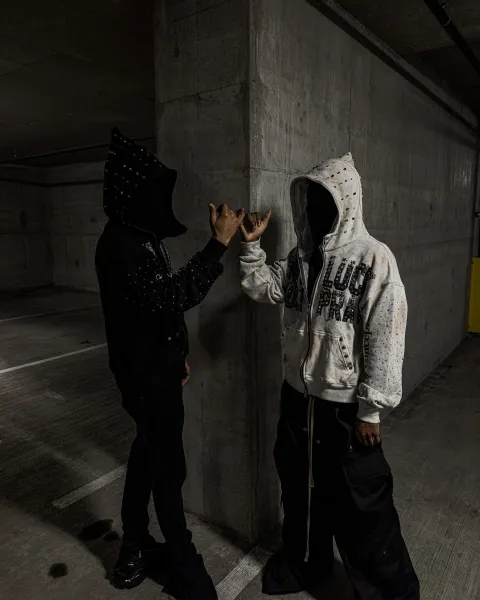 Lucy Paris x Concept Studded Hoodie in White and Black - 1