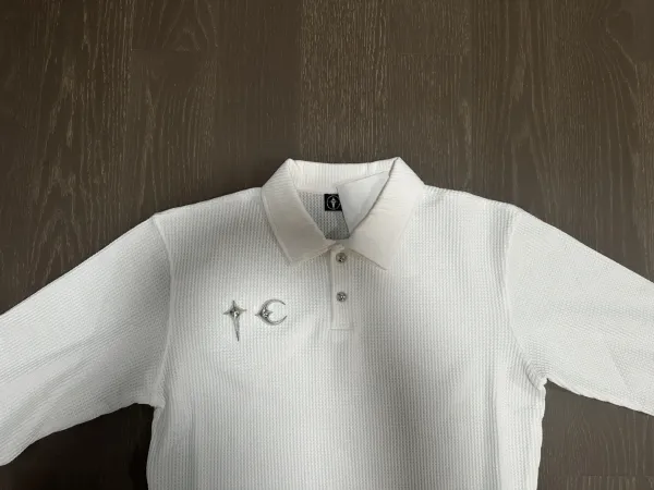 Yohji Yamamoto x CDG Play Black Waffle-Knit Polo Shirt - 4