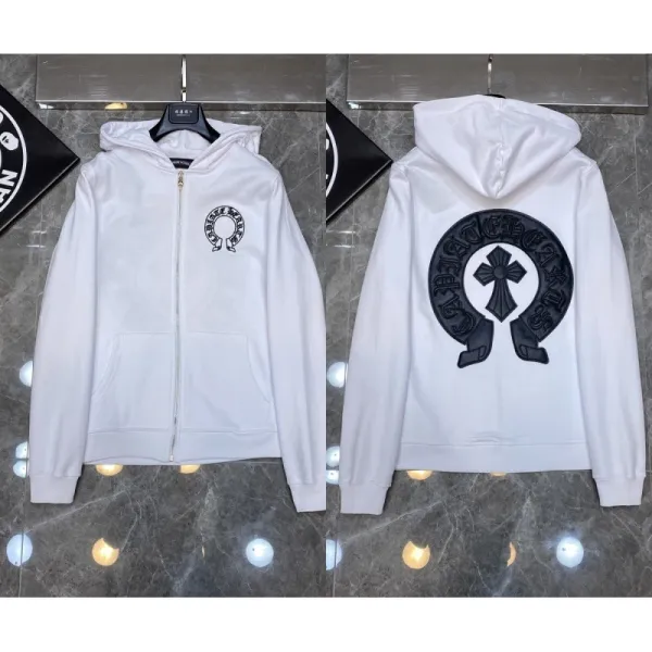 Chrome Hearts Logo Hoodie White Zip-Up Hoodie - 1