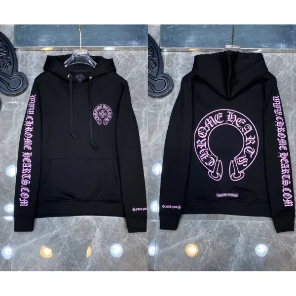 Chrome Hearts Black Hoodie with Purple Logo Print - 1