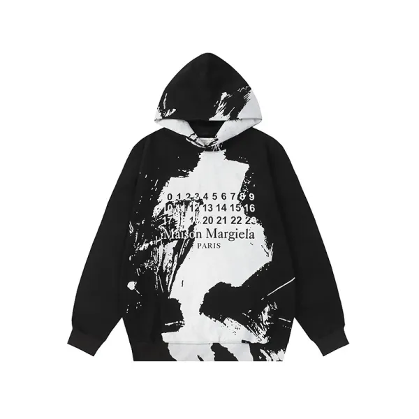 Maison Margiela Paint Splatter Numeric Hoodie Black/White - 1