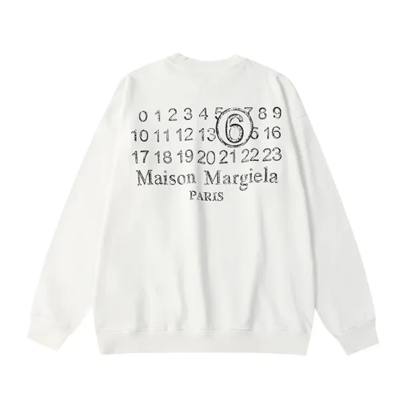 Maison Margiela Numbered Logo White Hoodie - 1