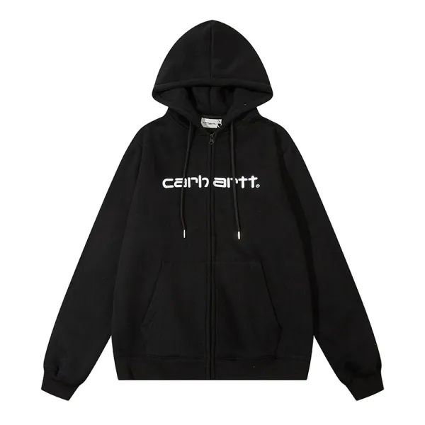 Carhartt WIP Script Logo Black Full-Zip Hoodie - 1
