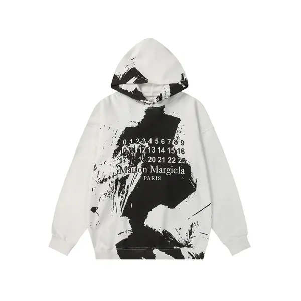 Maison Margiela Paint Splatter Hoodie White/Black - 1