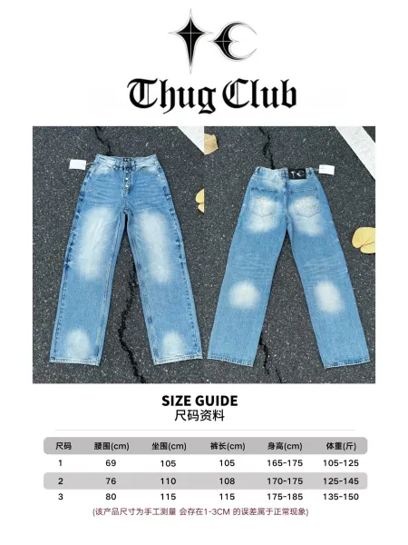 Thug Club Distressed Wide-Leg Jeans Blue - 1