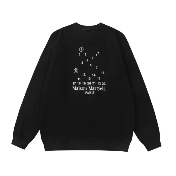 Maison Margiela Numbered Graphic Black Hoodie - 1