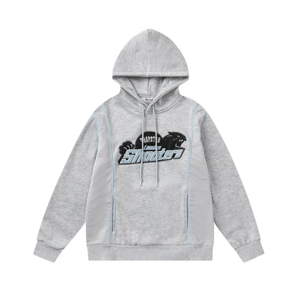 Thapstar London Shooters Gray Mesh-Panel Hoodie - 1