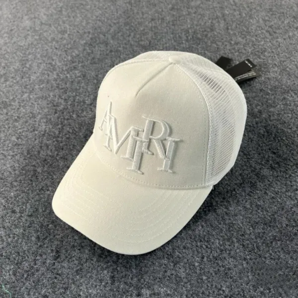 Amiri Logo Embroidered Mesh Back Baseball Cap White - 1