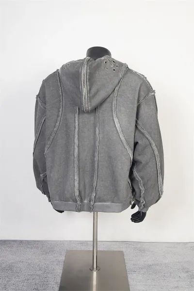 Maison Margiela Grey Deconstructed Hooded Jacket - 7