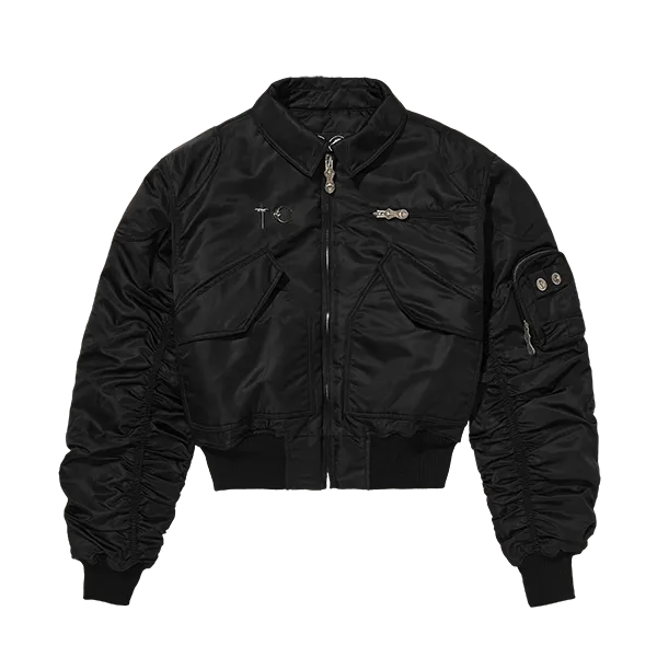 Balenciaga Cropped MA-1 Bomber Jacket Black - 1