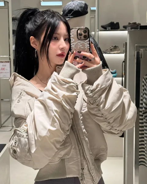 Balenciaga Cropped MA-1 Bomber Jacket Black - 8