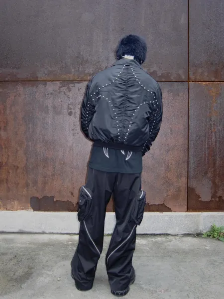 Balenciaga Cropped MA-1 Bomber Jacket Black - 27