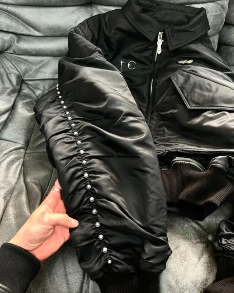 Balenciaga Cropped MA-1 Bomber Jacket Black - 33