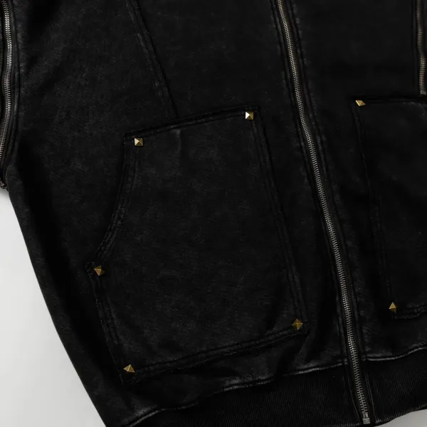 Extreme Cause Studded Zip-Up Hoodie Gray - 18