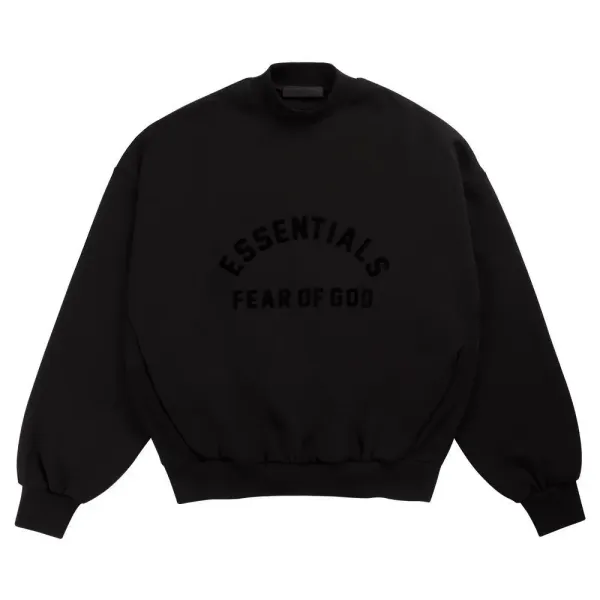 Fear of God Essentials Arch Logo Black Crewneck Sweatshirt - 1