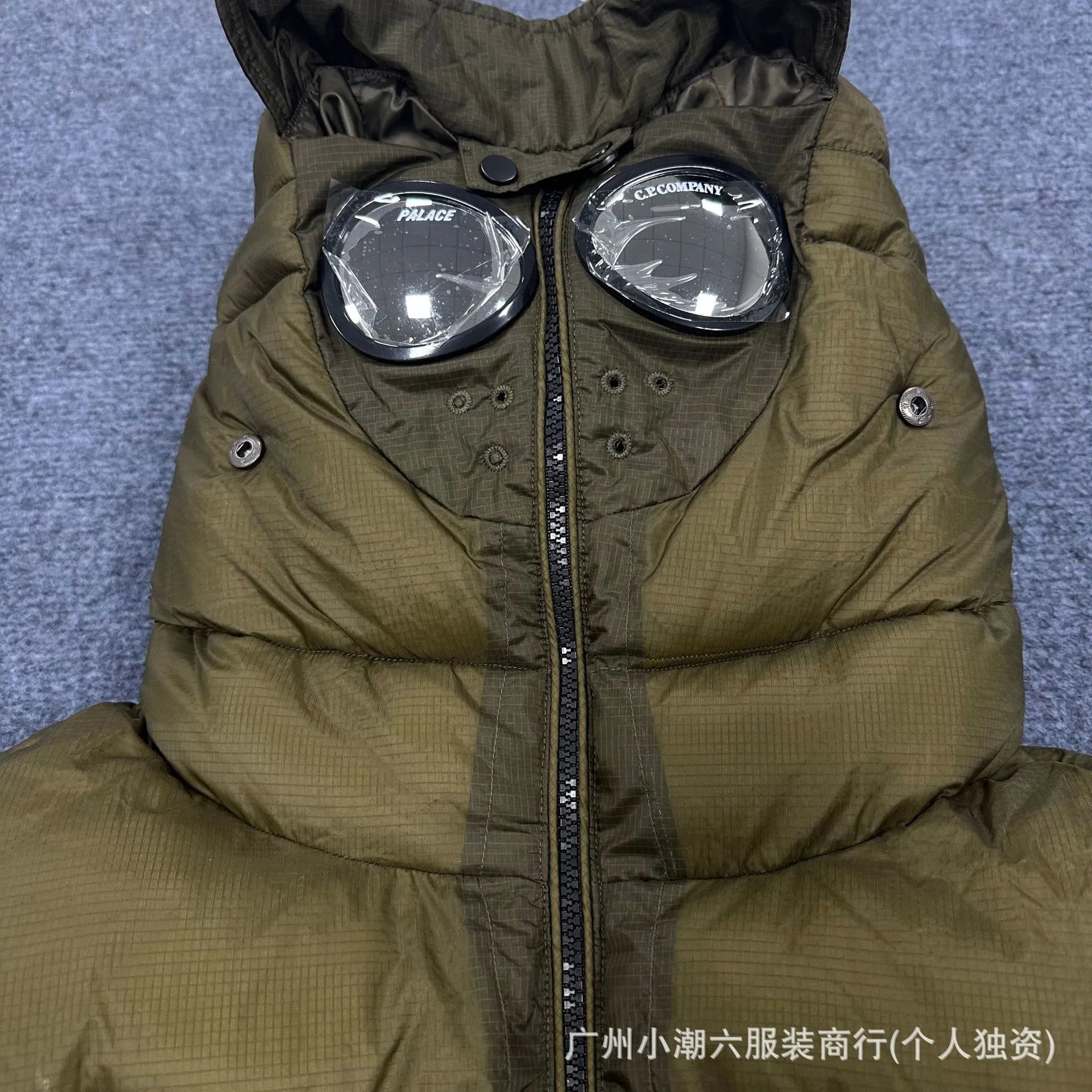 Palace x C.P. Company Goggle Hooded Down Jacket Army Green - 7