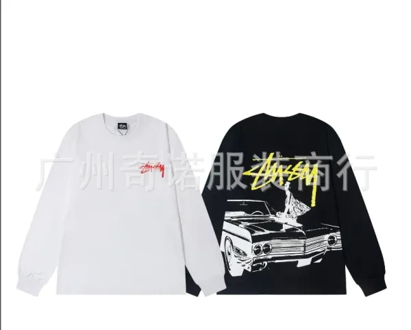 Stussy Classic Logo and Lowrider Car Print Long Sleeve T-Shirt - 1