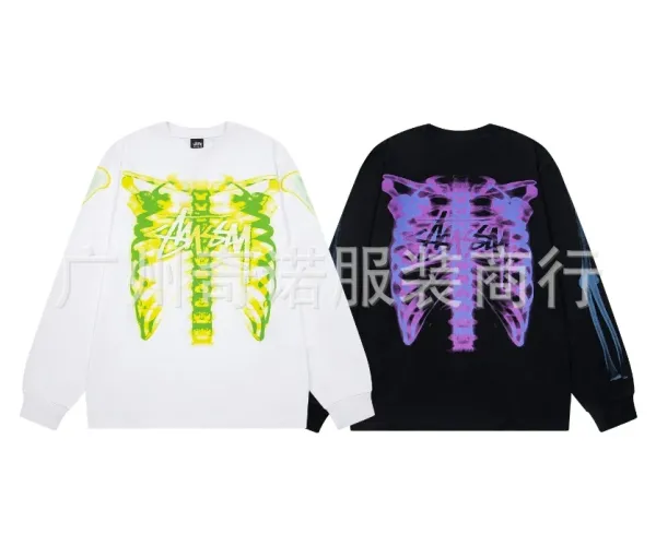 Stüssy X-Ray Ribcage Long Sleeve T-Shirt White and Black - 1