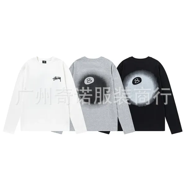 Stussy 8-Ball Graphic Long Sleeve T-Shirt Black/Gray/White - 1