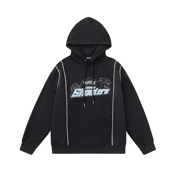 Rapstar London Shooters Black Mesh-Panel Hoodie - 1