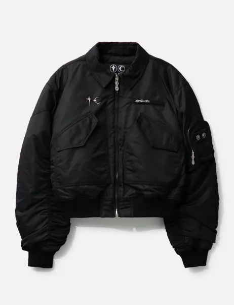 Balenciaga Cropped MA-1 Bomber Jacket Black - 30