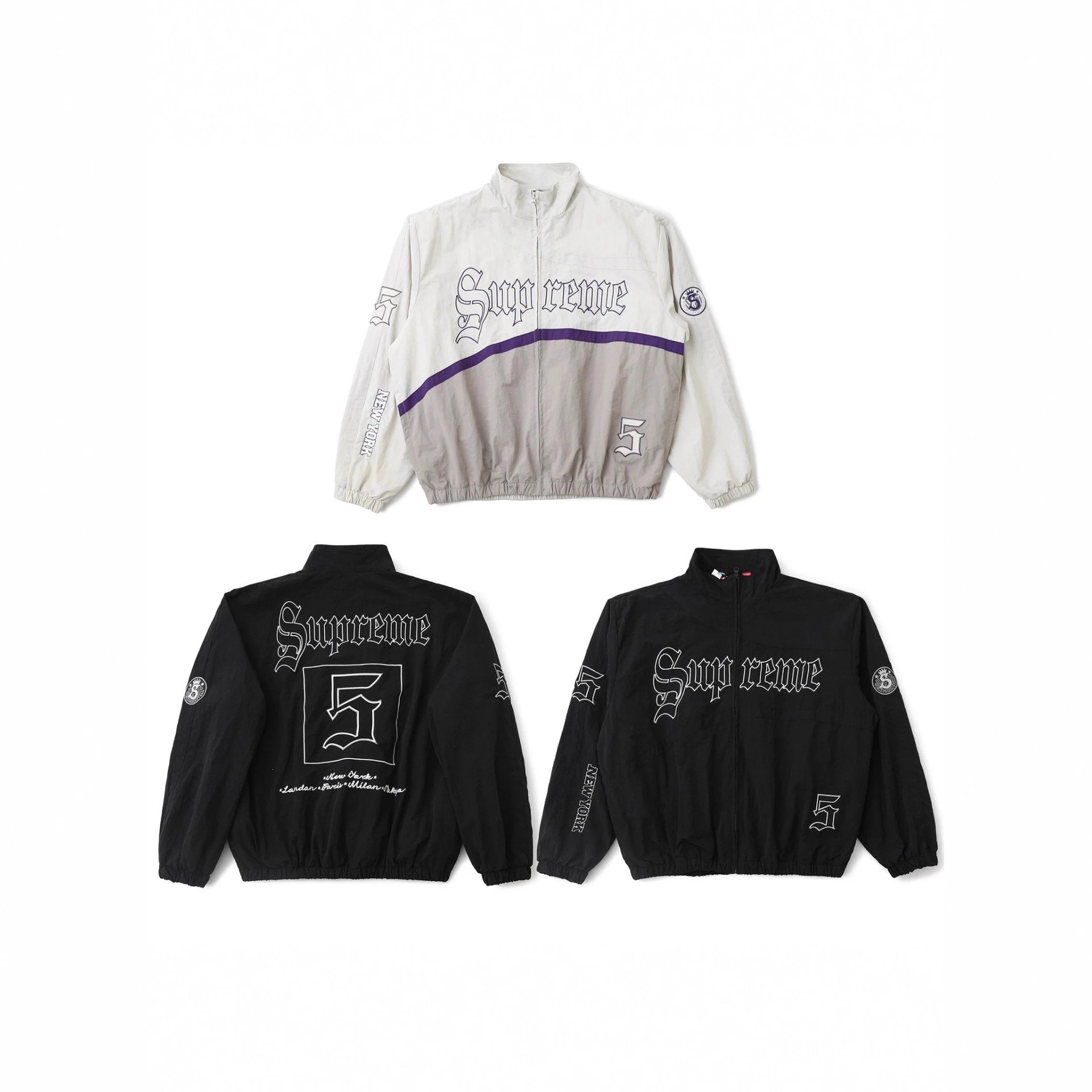 Appliqué Zip Stand Collar Jacket and Pants Set