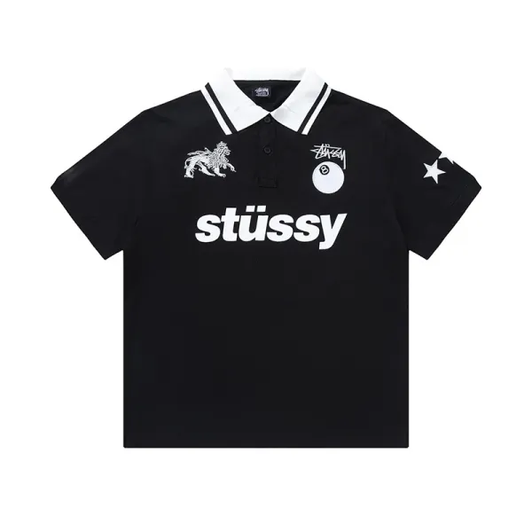Stüssy Lion & 8-Ball Graphic Polo Black - 1