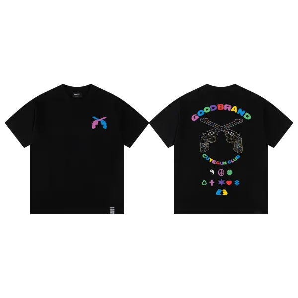 Goodbrand Cute Gun Club Black Multicolor T-Shirt - 1