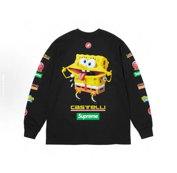 Supreme x Castelli SpongeBob Long Sleeve T-Shirt Black - 1