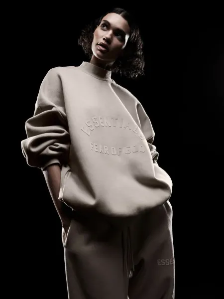 Fear of God Essentials Oversized Crewneck Sweatshirt Beige Hoodie - 1