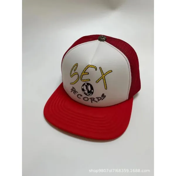 Sex Records Trucker Cap Red and White Baseball Cap - 1