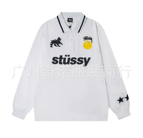 Stüssy Lion Logo Long Sleeve Polo White - 1