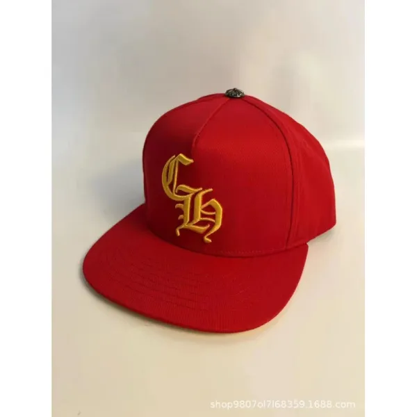 Chrome Hearts CH Logo Embroidered Red Baseball Cap - 1