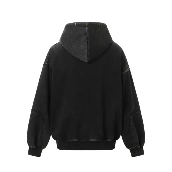 Extreme Cause Studded Zip-Up Hoodie Gray - 7