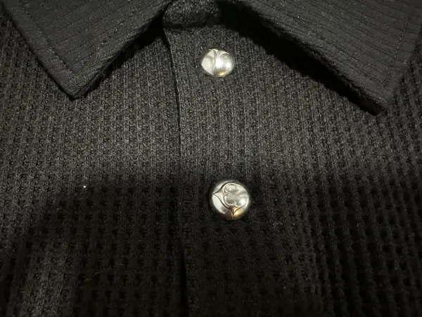 Yohji Yamamoto x CDG Play Black Waffle-Knit Polo Shirt - 6