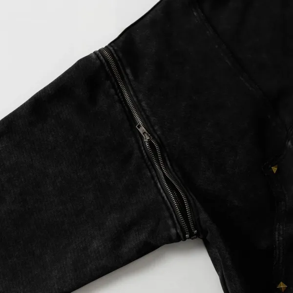 Extreme Cause Studded Zip-Up Hoodie Gray - 20