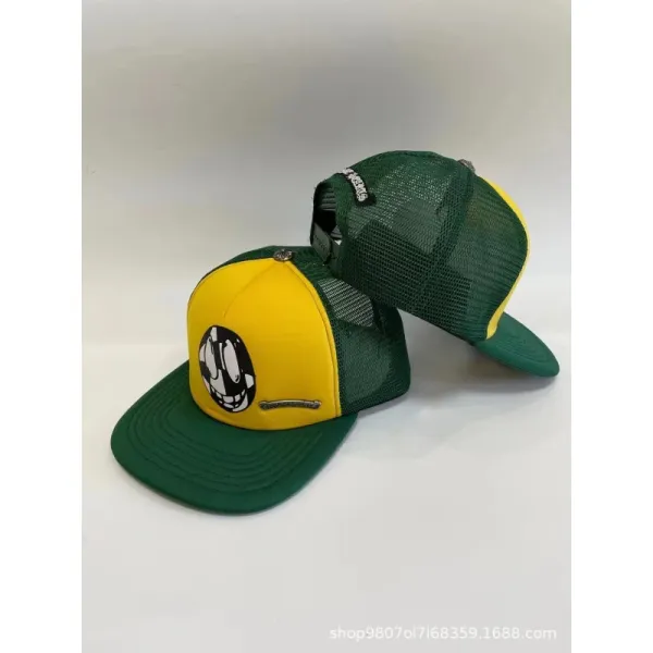 Chrome Hearts x Smiley Face Trucker Cap Yellow and Green Baseball Cap - 1