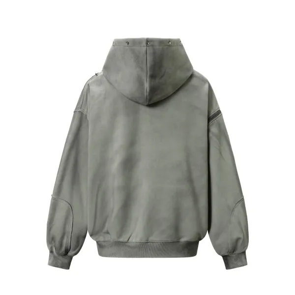 Extreme Cause Studded Zip-Up Hoodie Gray - 9