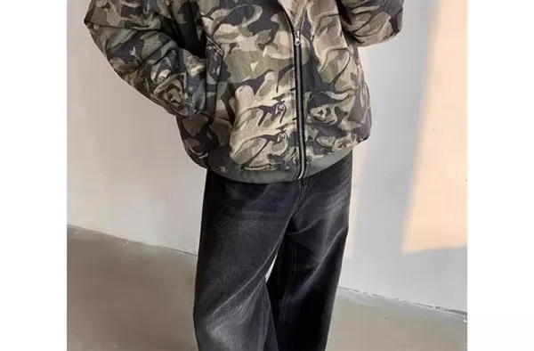 Camouflage Fur-Trimmed Bomber Jacket - 14