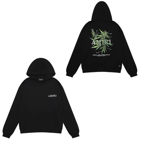 Amiri Botanical Print Hoodie Black - 1