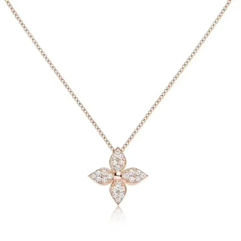 Louis Vuitton Flower Pendant Necklace White Gold Floral