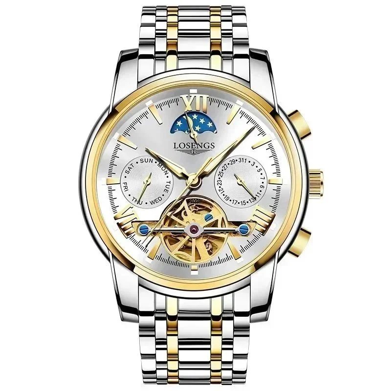 Losengs Losengs Men's Silver and Gold Automatic Mechanical Watch Silver