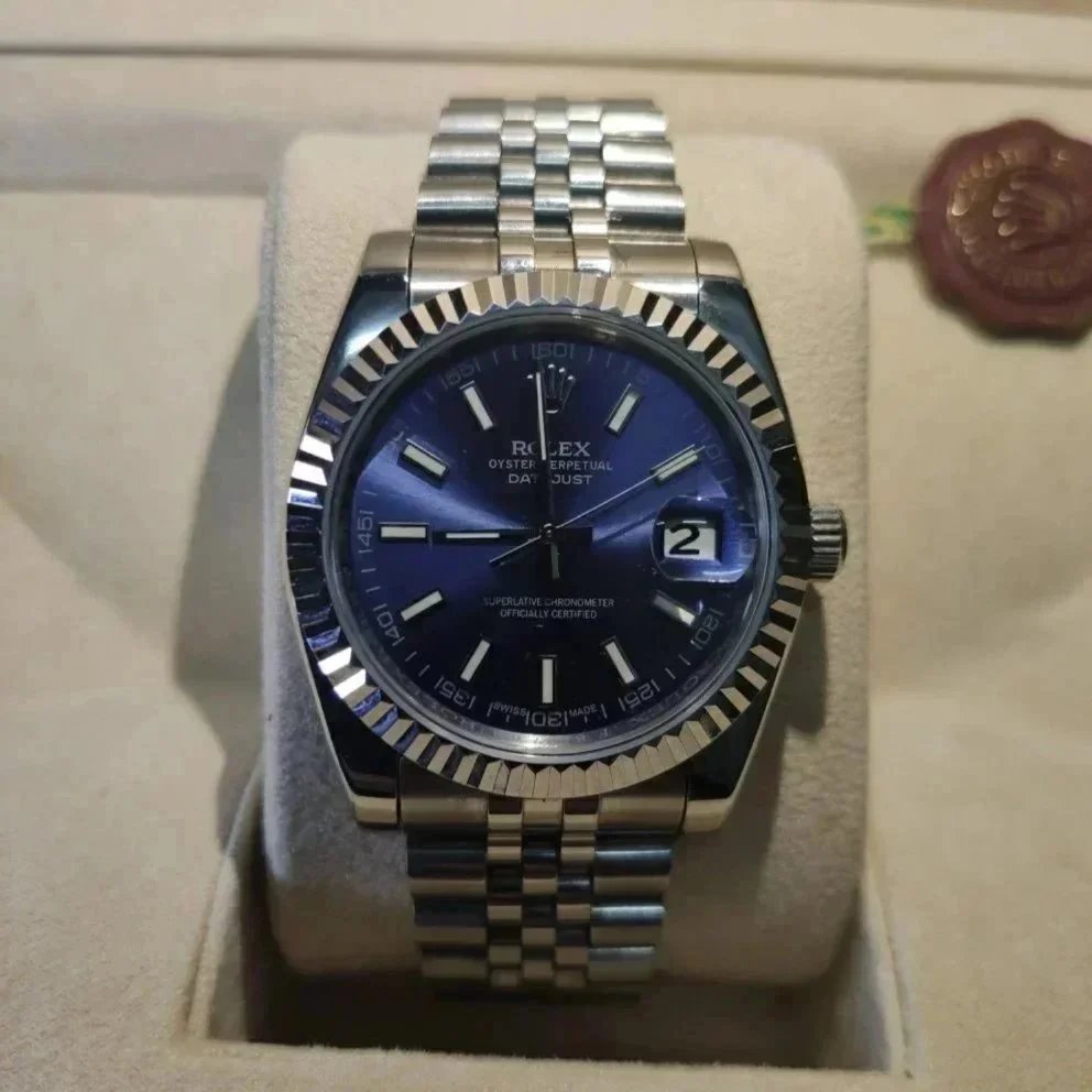 Rolex Datejust and Submariner — Steel Bracelet, Blue Dial, Baton Markers