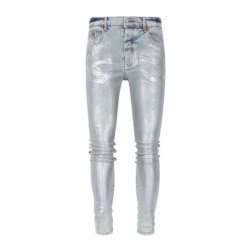 Philipp Plein Metallic Silver Distressed Skinny Jeans - 21