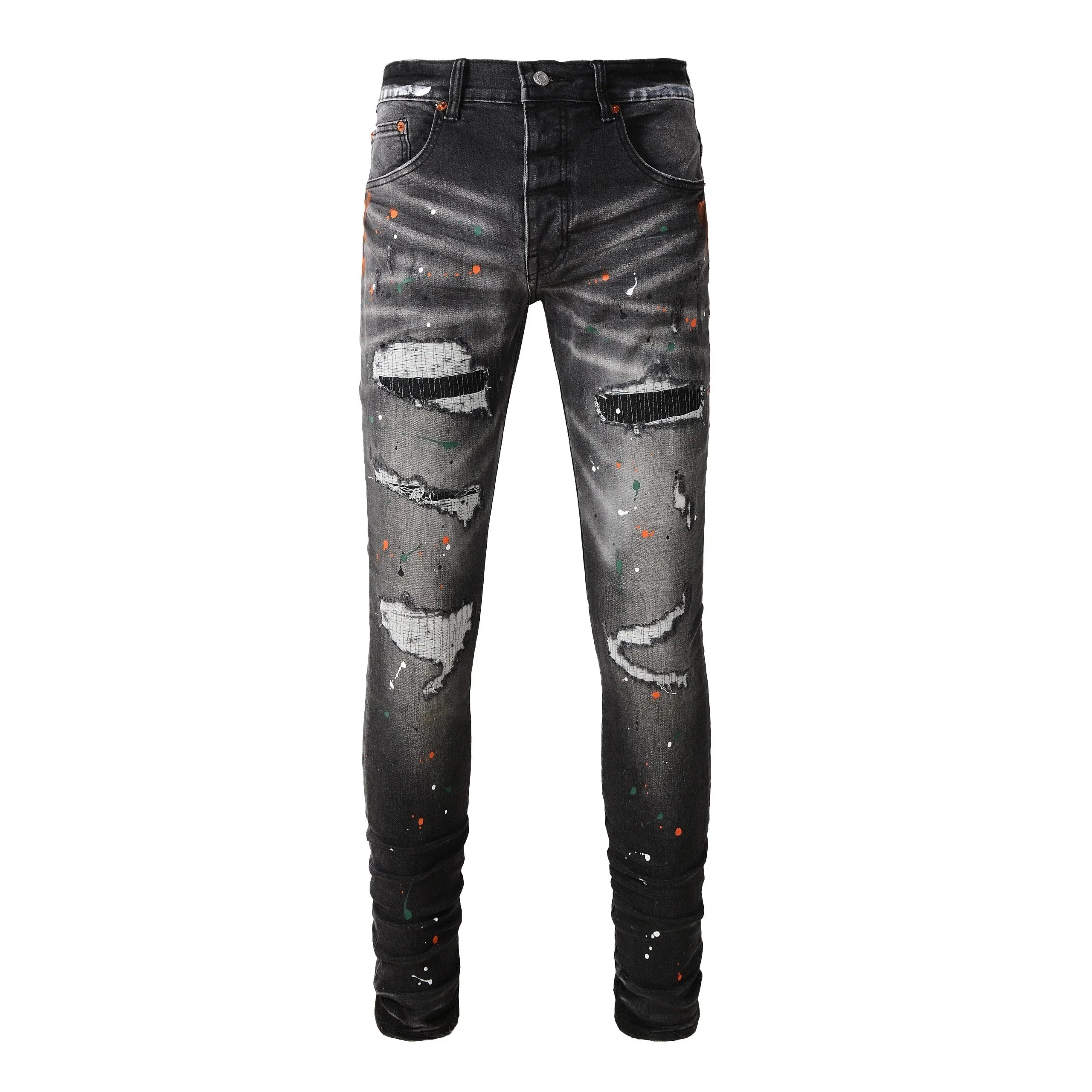 Philipp Plein Metallic Silver Distressed Skinny Jeans - 14