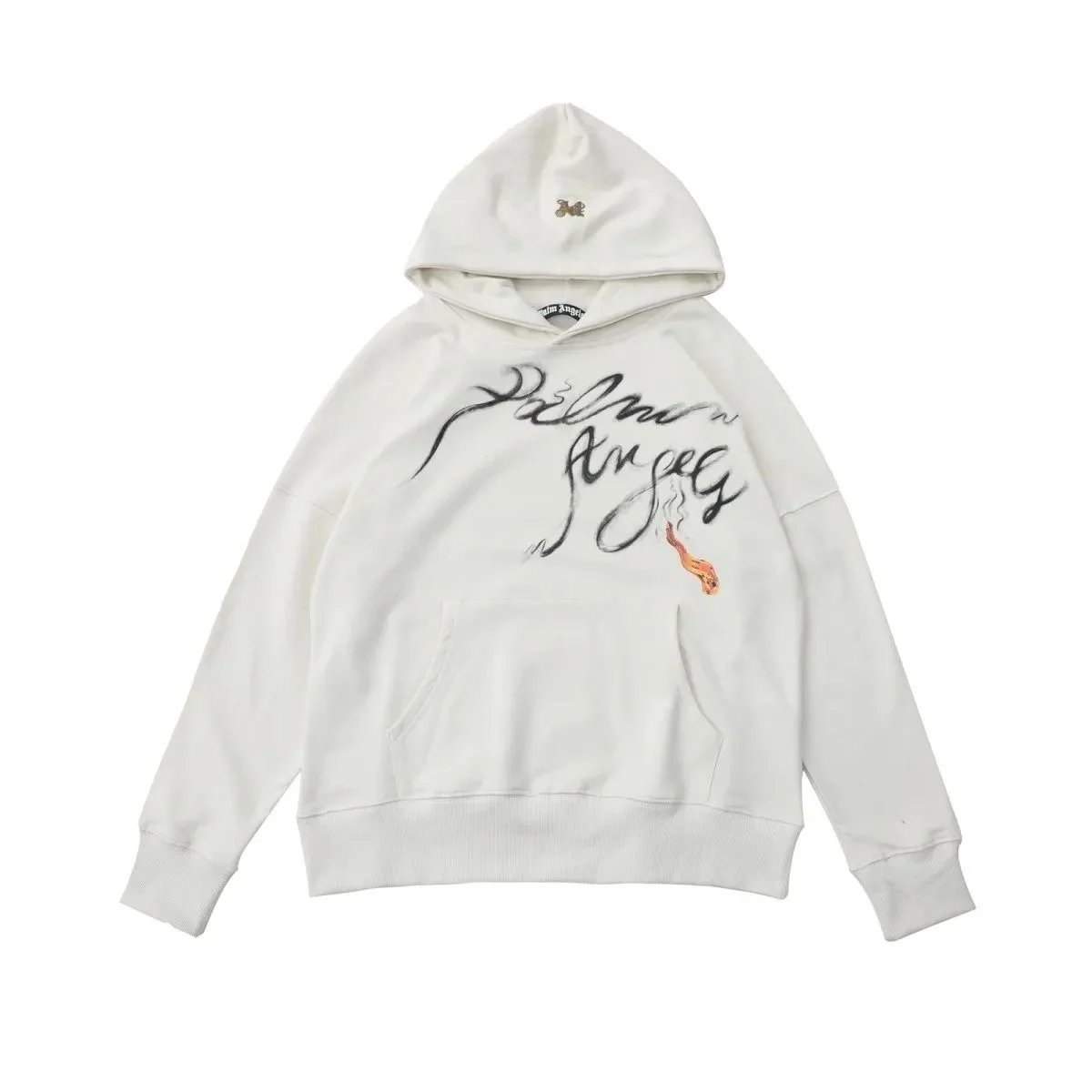 Palm Angels Script Logo Hoodie White - 4