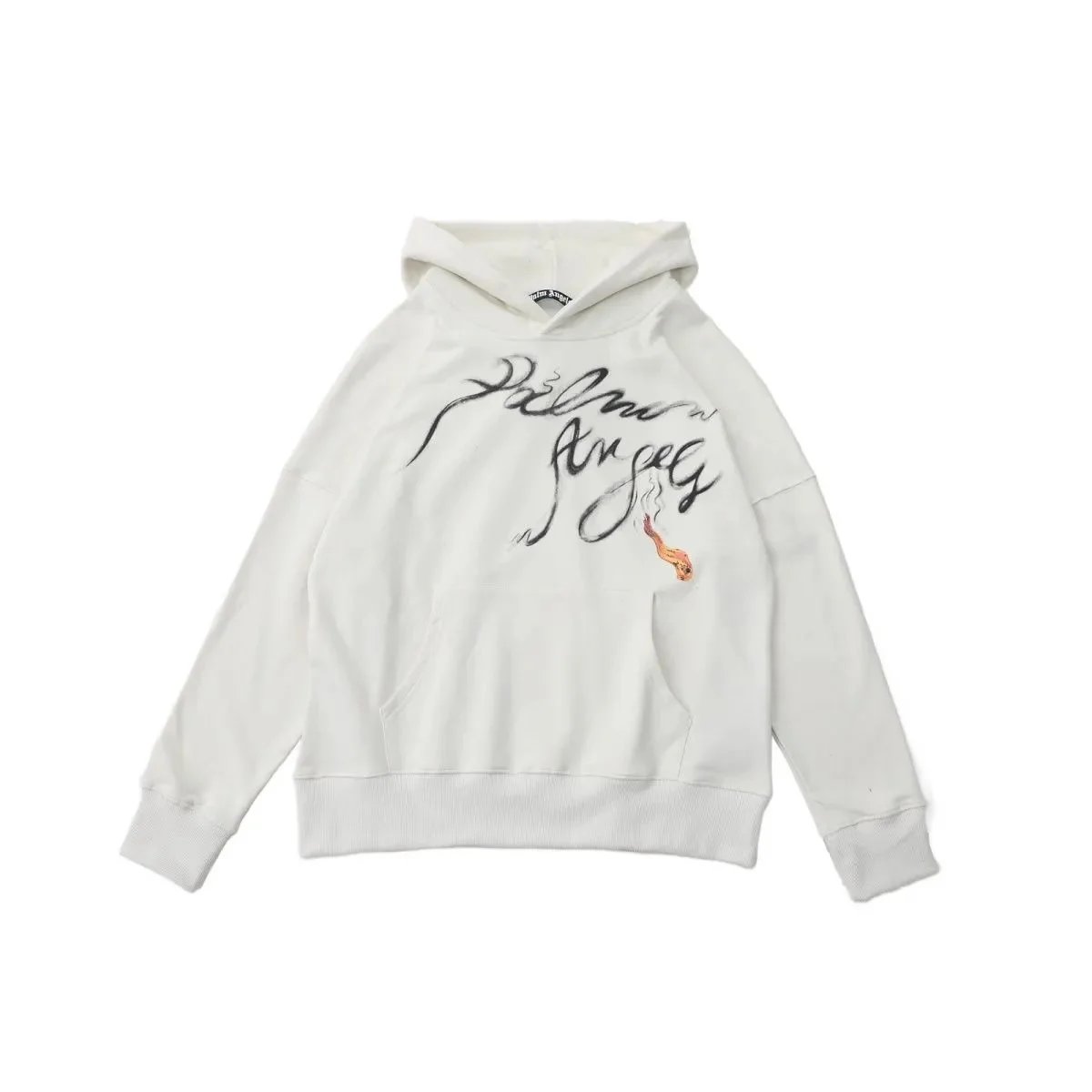 Palm Angels Script Logo Hoodie White - 5